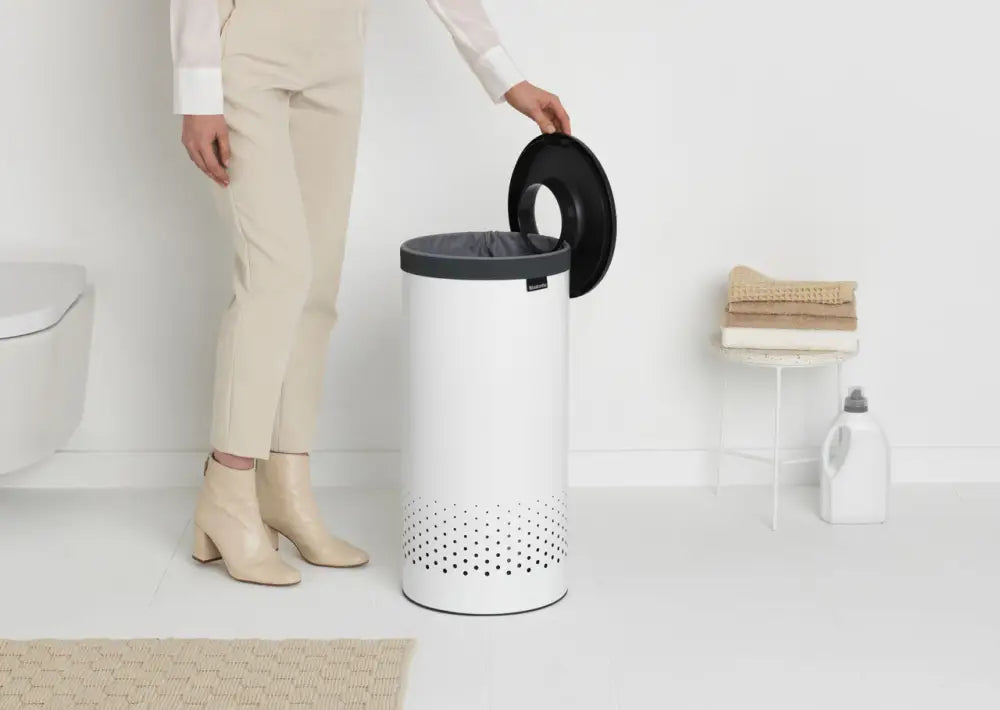 Brabantia Laundry Bin with Plastic Lid – 35L White - Home & Storage