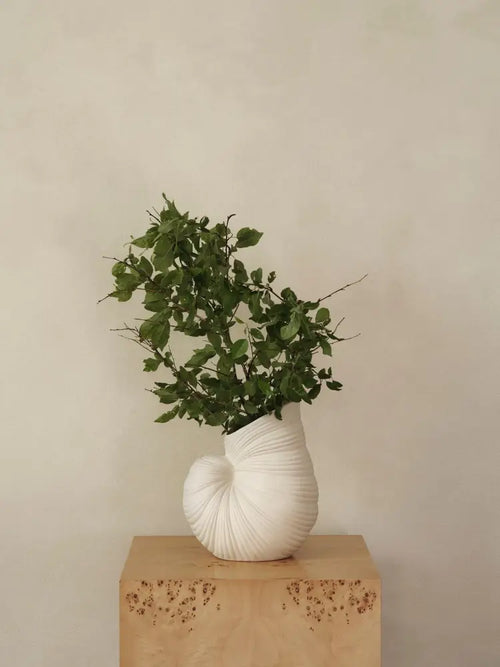 ferm LIVING Shell Vase – Off-White Ceramic Vase - Home Decor