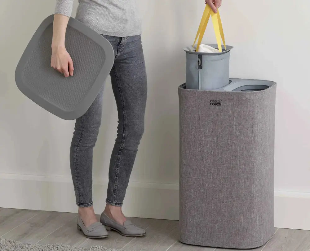 Joseph Joseph Tota Twin Laundry Separation Basket – 60L Grey - Home & Storage