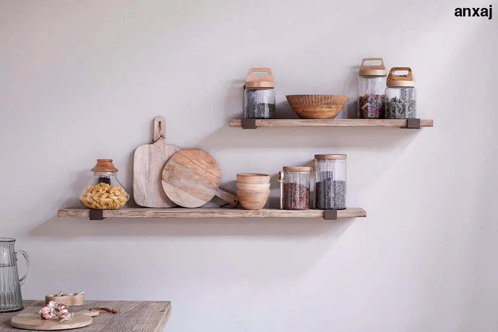 Nkuku Ibo Reclaimed Wood & Iron Shelf – Small Natural - Home Decor