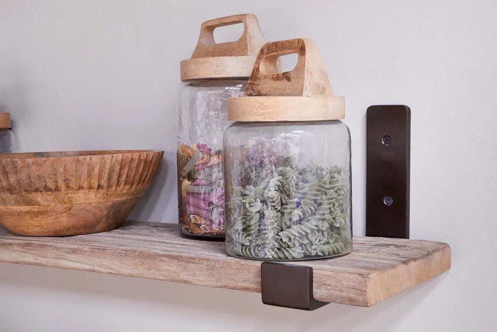 Nkuku Ibo Reclaimed Wood & Iron Shelf – Small Natural - Home Decor