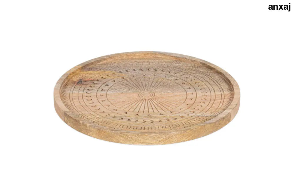 Nkuku Namuna Mango Wood Tray – Large Hand-Etched Serving Tray - Home Decor