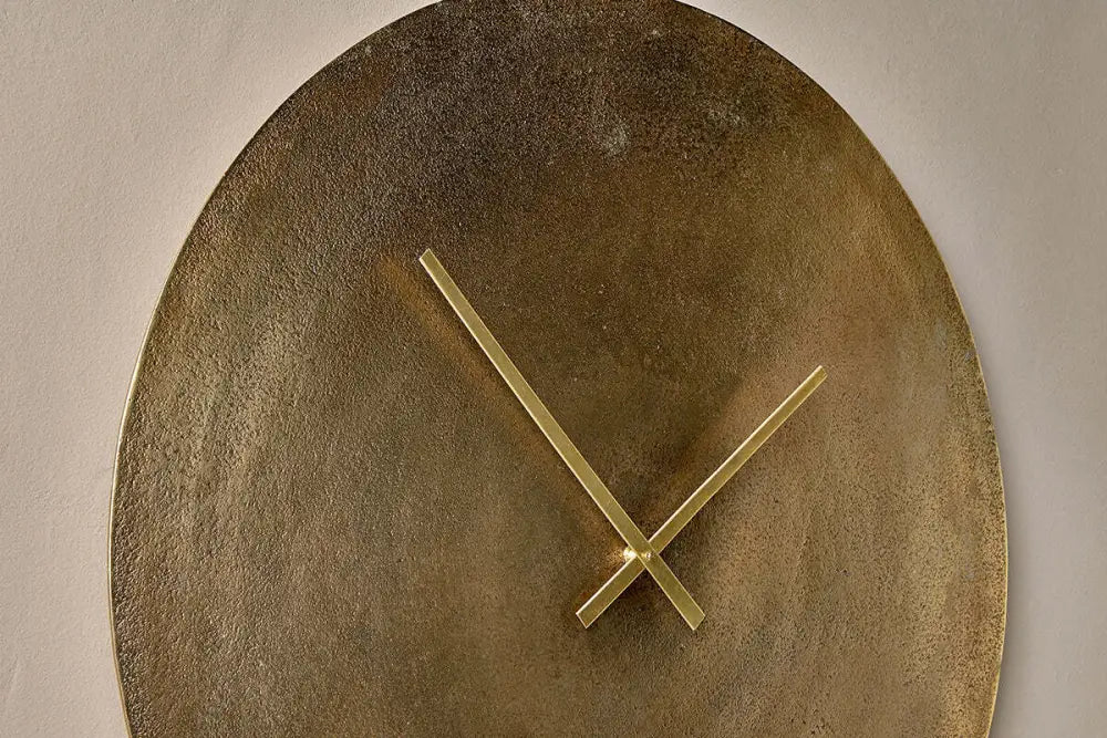 Nkuku Okota Wall Hung Clock – Large Antique Brass - Home Decor