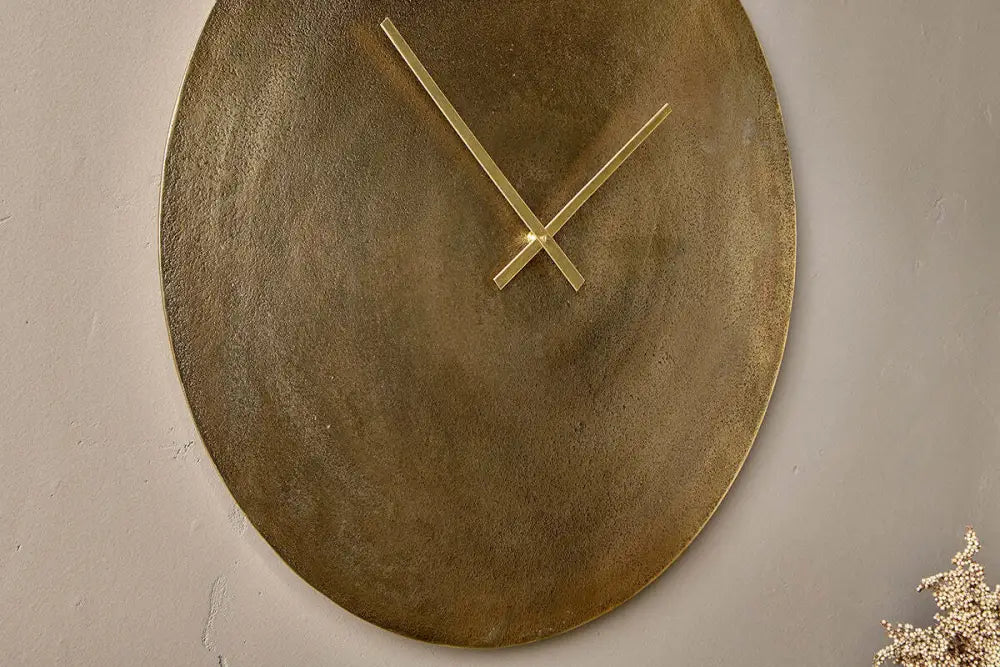 Nkuku Okota Wall Hung Clock – Large Antique Brass - Home Decor