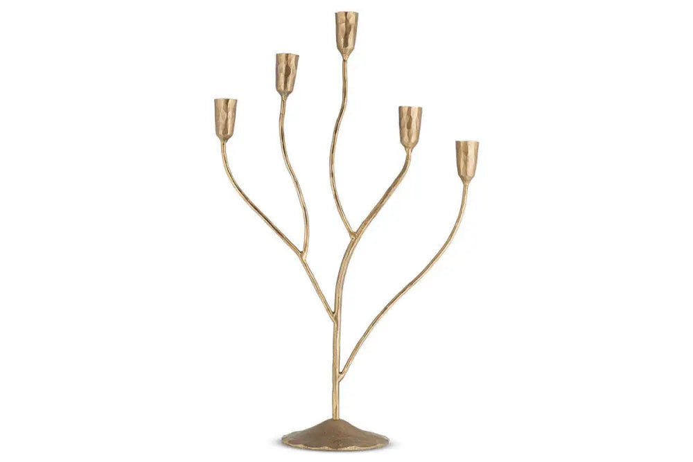 Nkuku Palani Statement Candelabra – Large Antique Brass - Home Decor