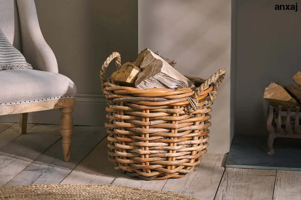 Nkuku Rattan Chunky Basket – hand-woven storage basket small - Storage & Organisation