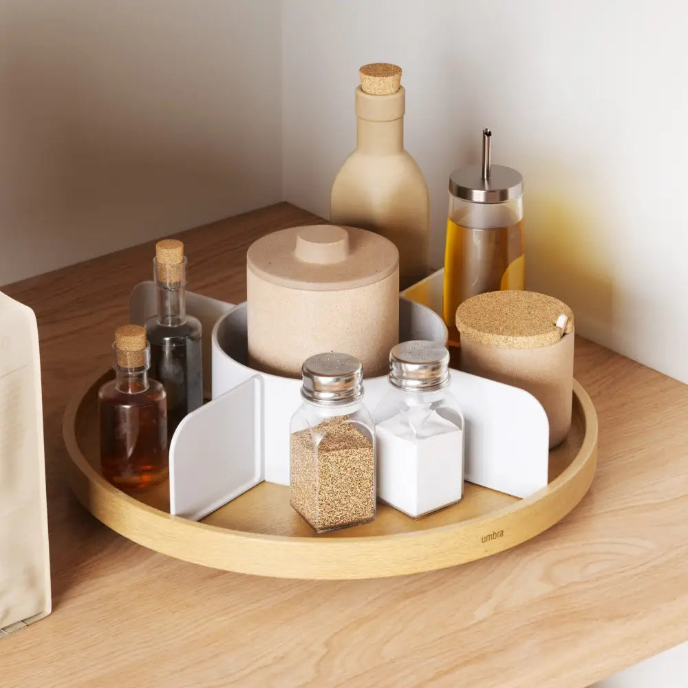 Umbra Bellwood Lazy Susan – rotating worktop organiser white/natural - Kitchen & Dining