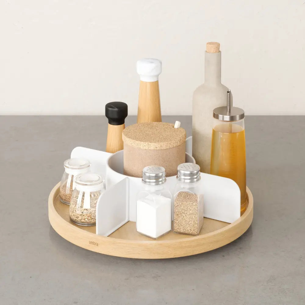 Umbra Bellwood Lazy Susan – rotating worktop organiser white/natural - Kitchen & Dining
