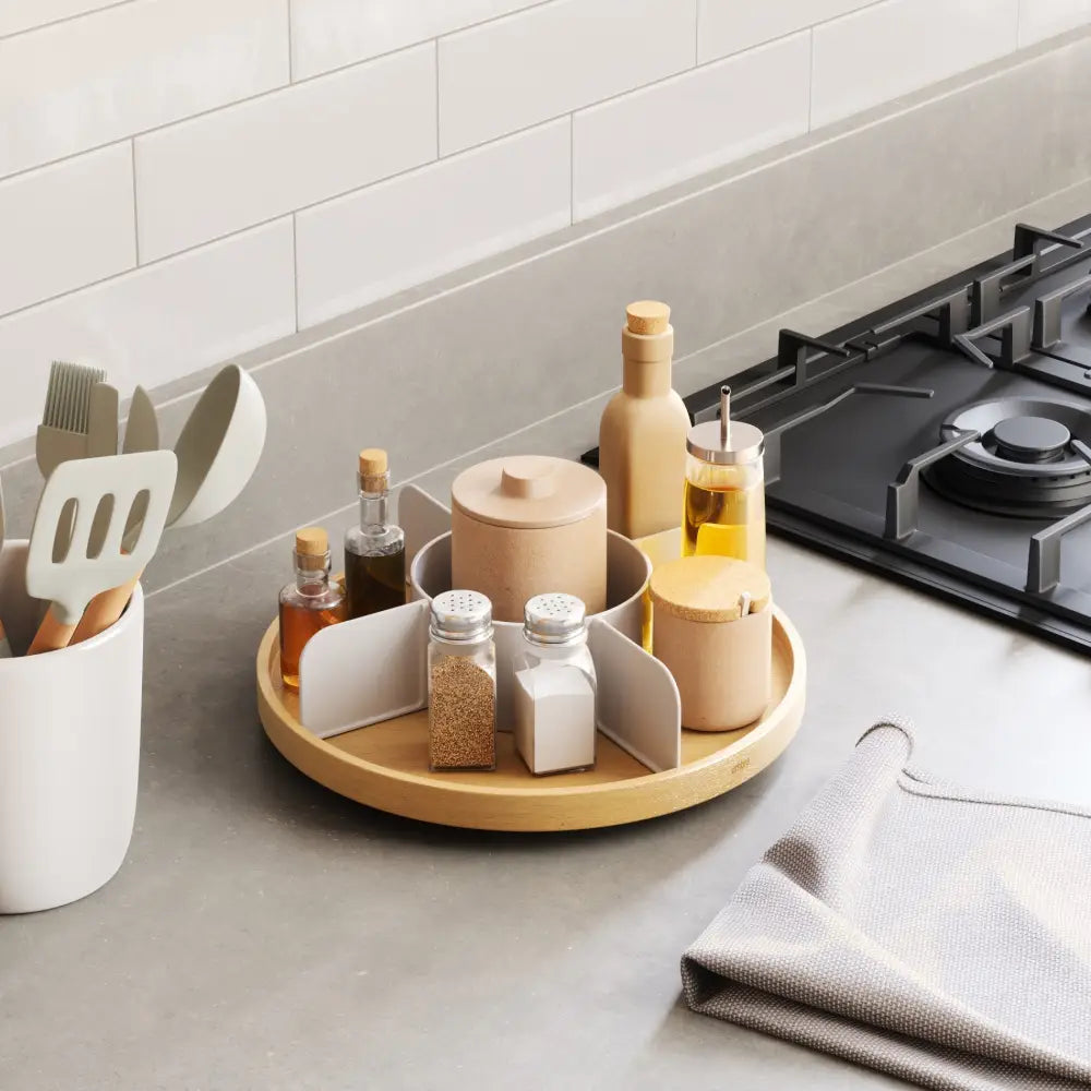 Umbra Bellwood Lazy Susan – rotating worktop organiser white/natural - Kitchen & Dining