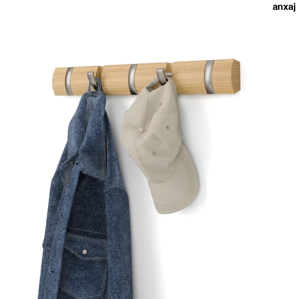 Umbra Flip 5 Wall Hook – Natural Wood and Nickel - Home & Storage