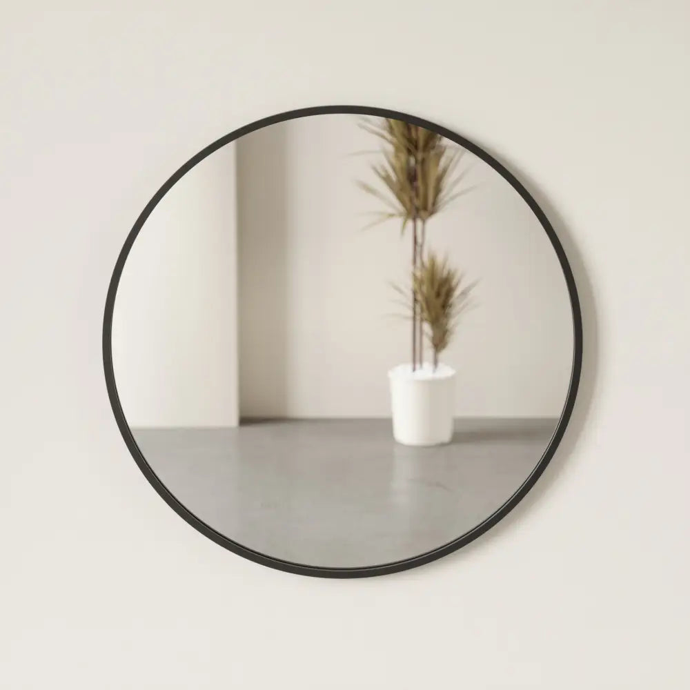 Umbra Hub Wall Mirror – Black Round Rubber-Framed Mirror 94 cm - Home Decor