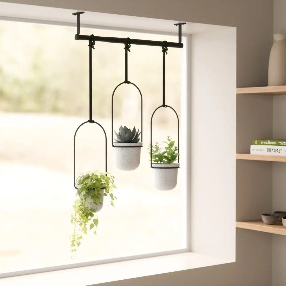 Umbra Triflora Hanging Planter – Set of 3 White/Black - Home Decor