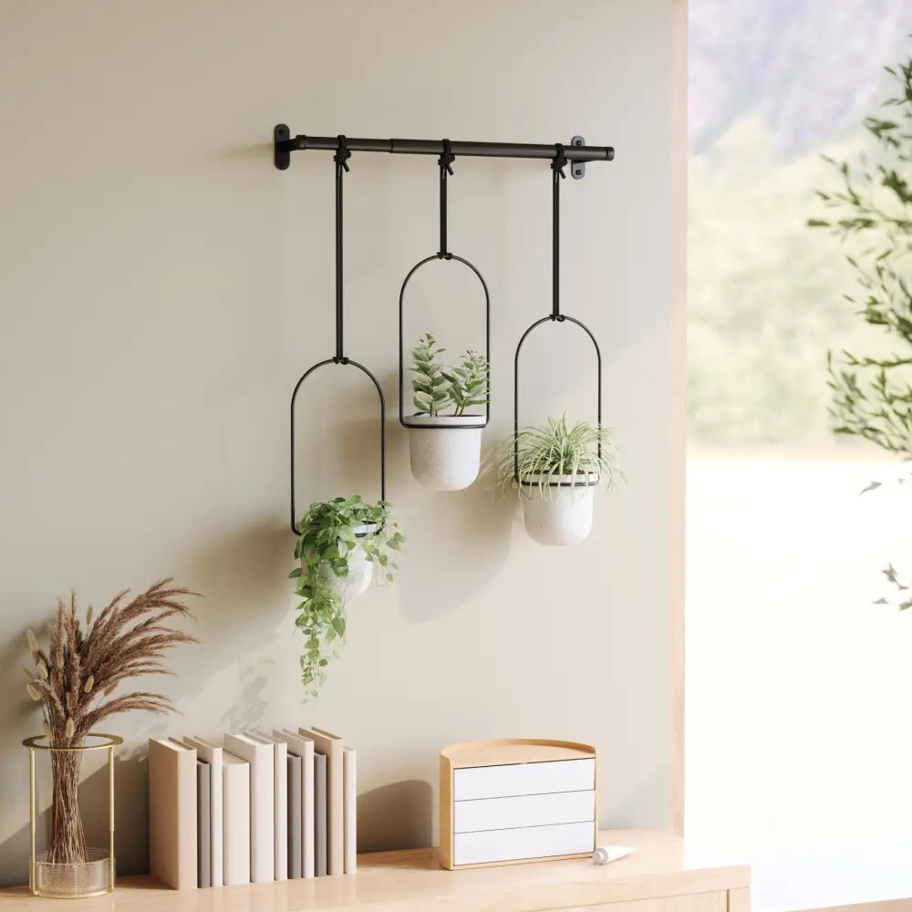 Umbra Triflora Hanging Planter – Set of 3 White/Black - Home Decor