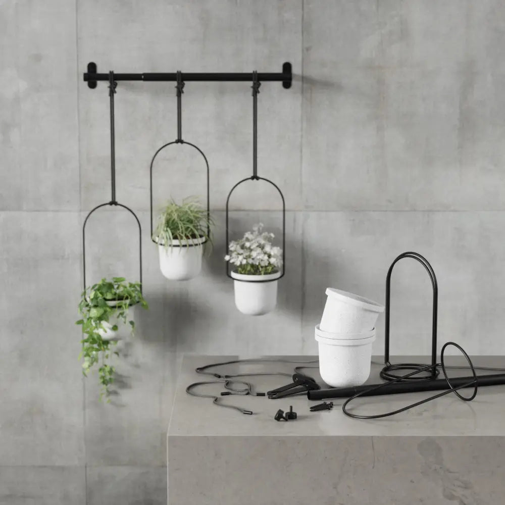 Umbra Triflora Hanging Planter – Set of 3 White/Black - Home Decor