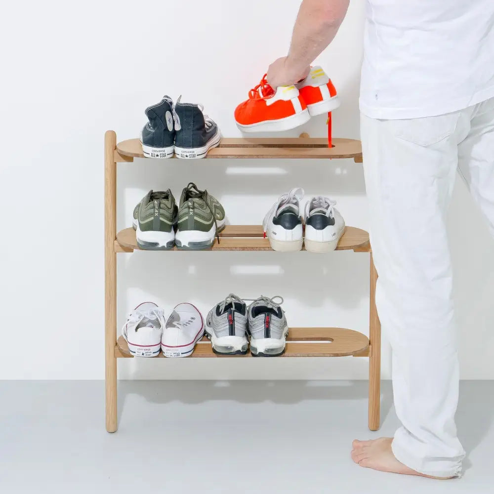Wireworks Heel Bar – oak leaning shoe rack - Storage & Organisation